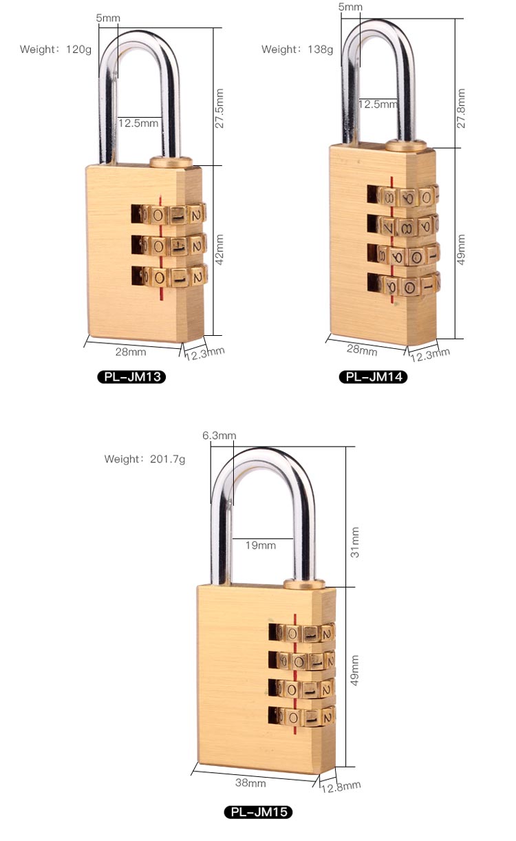 Brass Solidpassword Lock 4