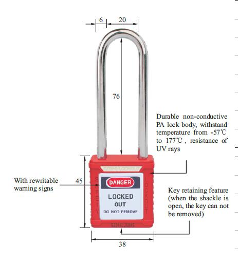 Safety padlock supplier-Long Shackle Safety Padlock Safety padlock supplier-Long Shackle Safety Padlock