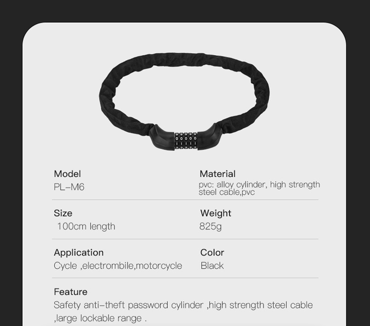 5 Digits Password Bicycle Lock M4 M5 M6 12